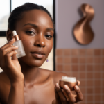 Black woman with deep skin in a calm acne-safe skincare moment for Picking, Popping, and PIH on Melanin-Rich Skin