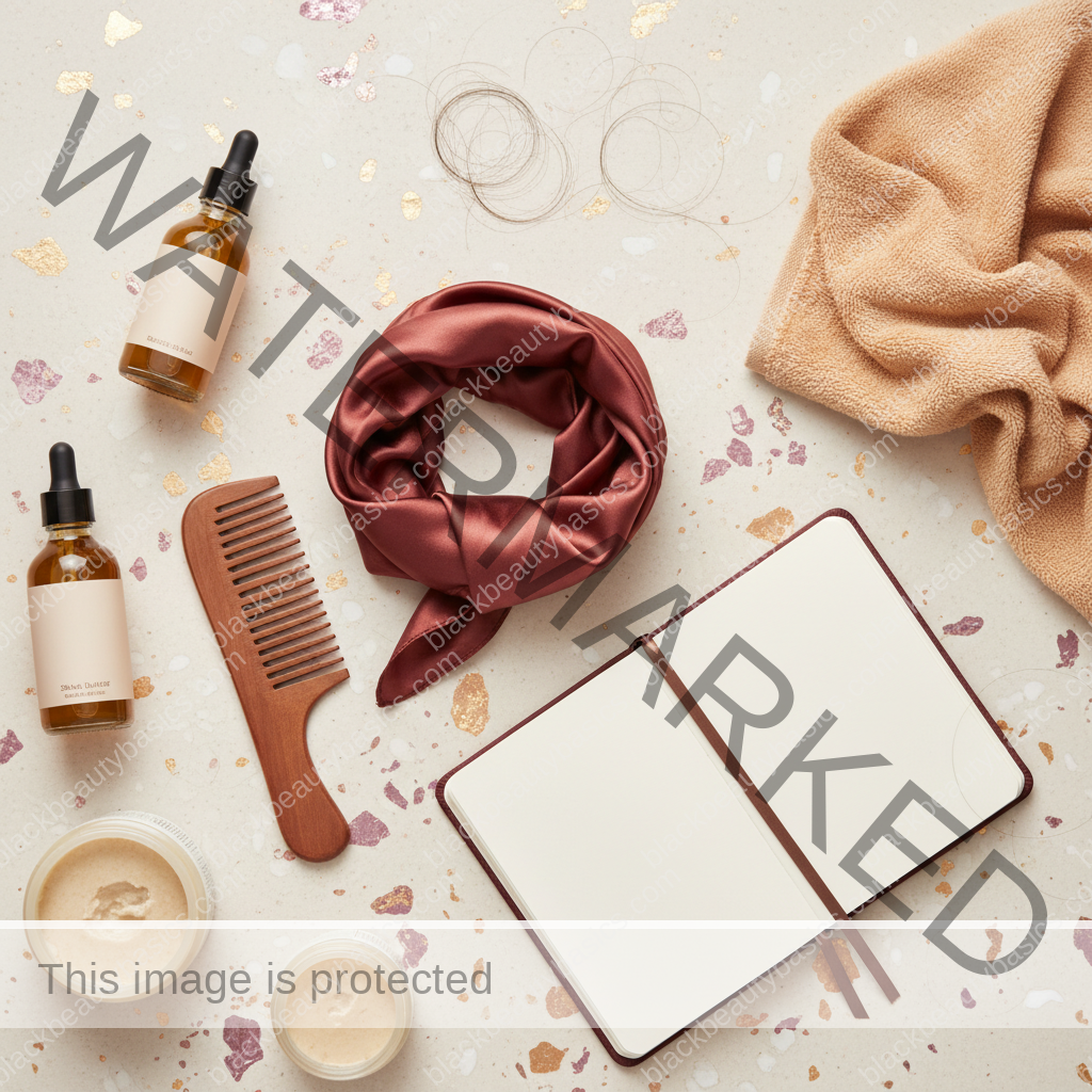 Scalp-care essentials for Postpartum Shedding on Black Women: What Is Common and What Is Concerning in ivory plum bronze and soft gold tones