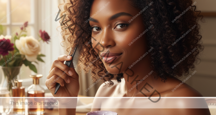 Melanin-rich Black woman with rich brown skin and textured hair in a warm editorial natural-hair routine moment for How to Prep Natural Hair Before Braids or Twists