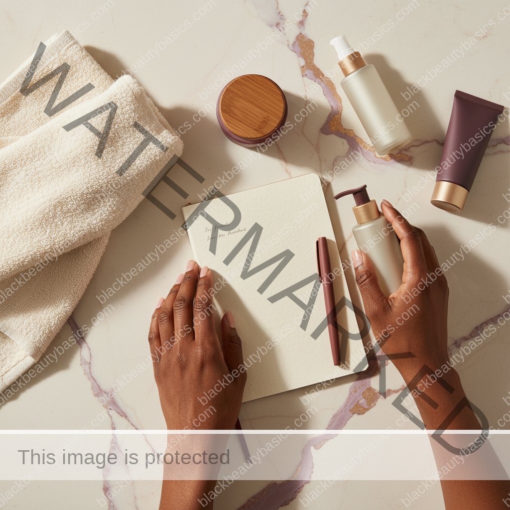 Dark-skin care essentials for Psoriasis on Dark Skin: What Flare Patterns Can Look Like in ivory plum bronze and soft gold tones