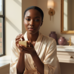 Melanin-rich Black woman with rich brown skin and textured hair in a warm editorial dark-skin care moment for Questions to Ask Before a Chemical Peel on Melanin-Rich Skin