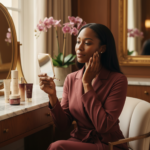 Melanin-rich Black woman with rich brown skin and textured hair in a warm editorial dark-skin care moment for Questions to Ask Before Microneedling on Dark Skin
