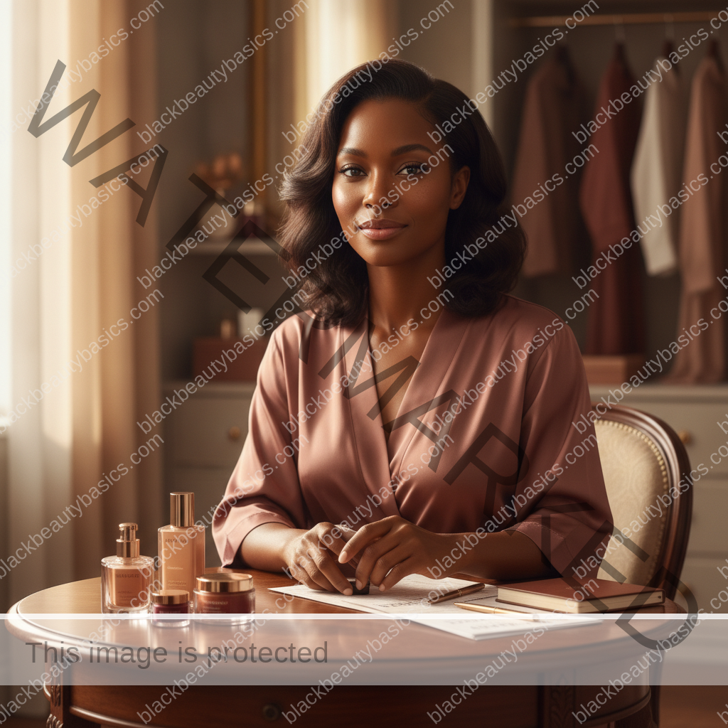 Melanin-rich Black woman with rich brown skin relaxed after defining beauty on her own terms