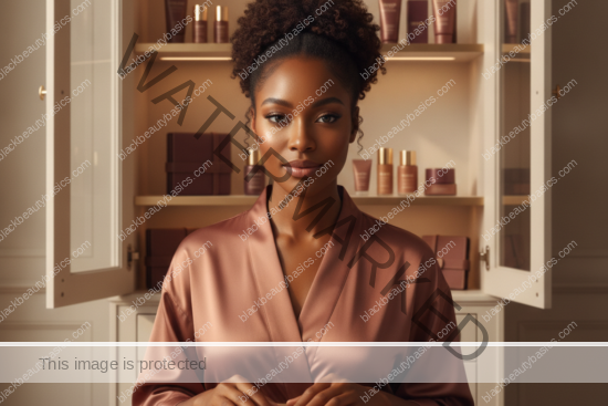 Melanin-rich Black woman with rich brown skin in a warm editorial beauty identity moment for How to Stop Impulse-Buying Products That Are Not Made for Your Needs
