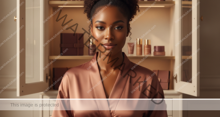 Melanin-rich Black woman with rich brown skin in a warm editorial beauty identity moment for How to Stop Impulse-Buying Products That Are Not Made for Your Needs
