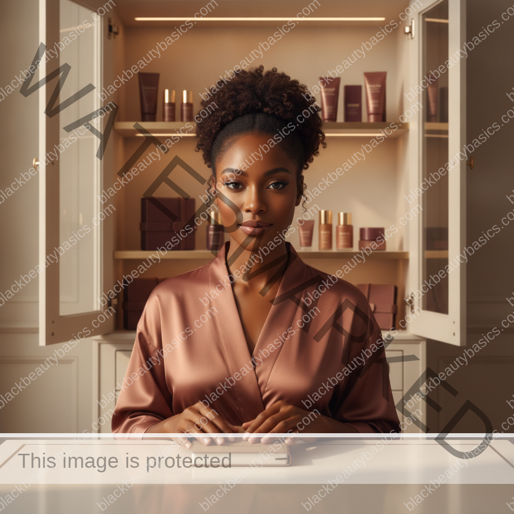Melanin-rich Black woman with rich brown skin in a warm editorial beauty identity moment for How to Stop Impulse-Buying Products That Are Not Made for Your Needs