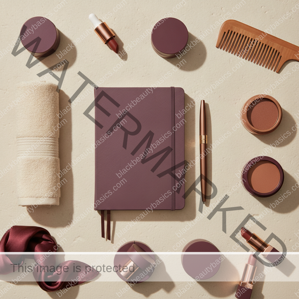 Clean intentional beauty flat lay for How to Stop Impulse-Buying Products That Are Not Made for Your Needs in ivory plum bronze and soft gold tones