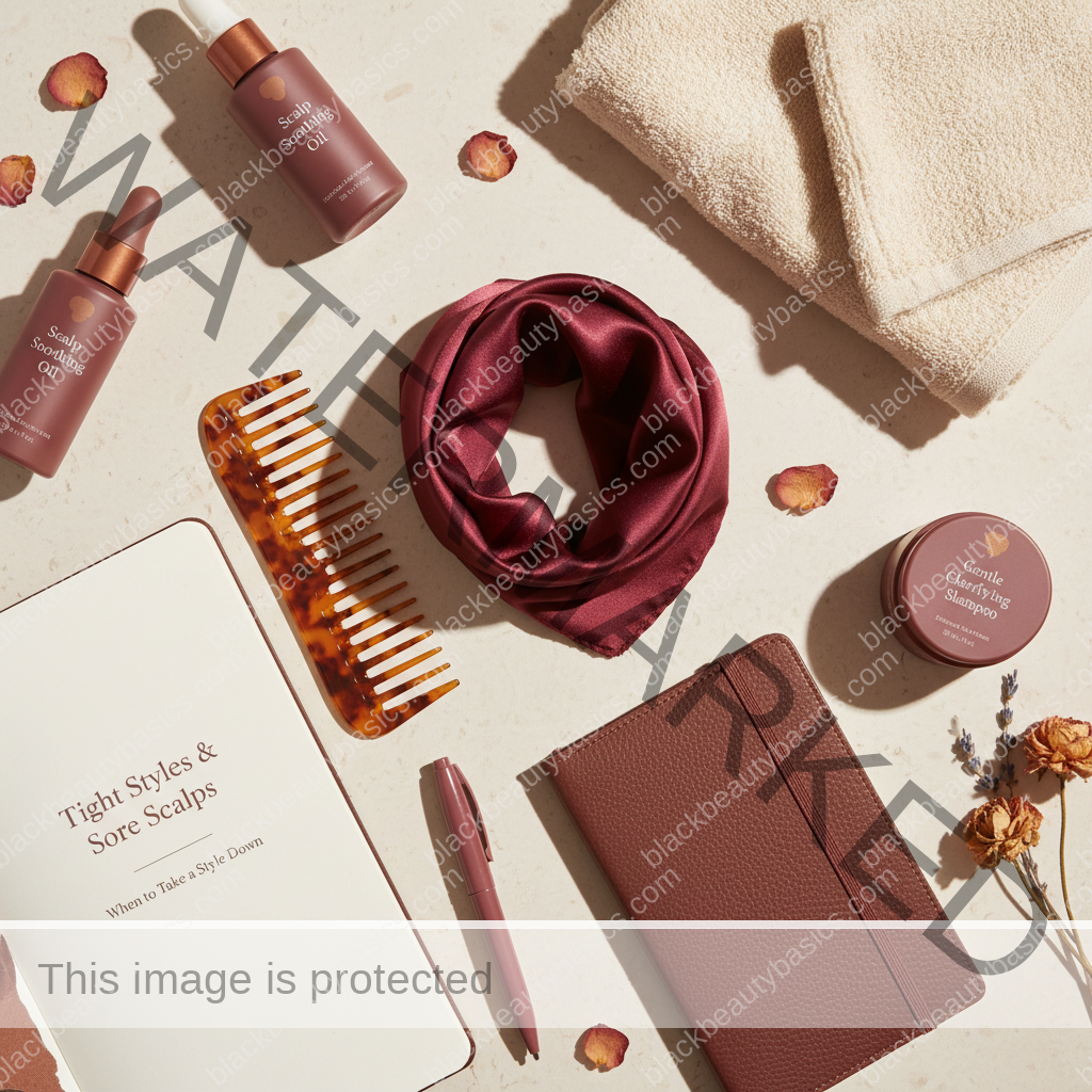 Scalp-care essentials for Tight Styles and Sore Scalps: When to Take a Style Down in ivory plum bronze and soft gold tones