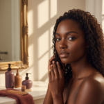 Melanin-rich Black woman with rich brown skin and textured hair in a warm editorial natural-hair routine moment for Wash Day Routine for 4C Hair With Low Energy