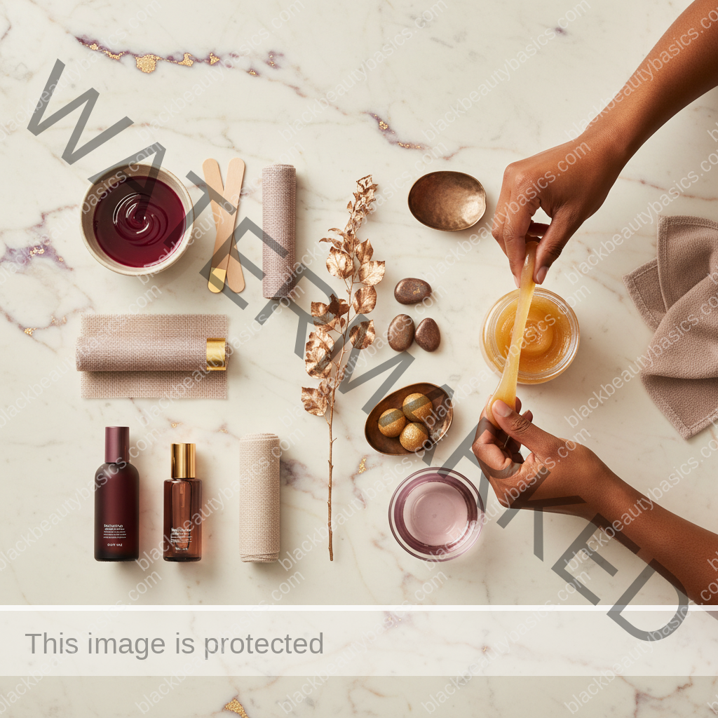 Body care essentials for Waxing vs Sugaring on Dark Skin: Which Is Gentler for PIH-Prone Skin in ivory plum bronze and soft gold tones