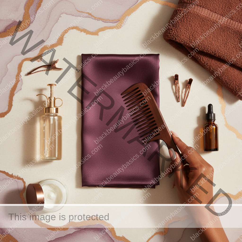 Natural-hair care essentials for Wig-Wearing Routine That Still Protects Your Real Hair Underneath in ivory plum bronze and soft gold tones