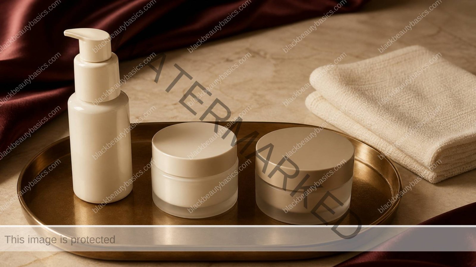 Simple evening skincare routine with cleanser moisturizer and sleeping mask arranged in order