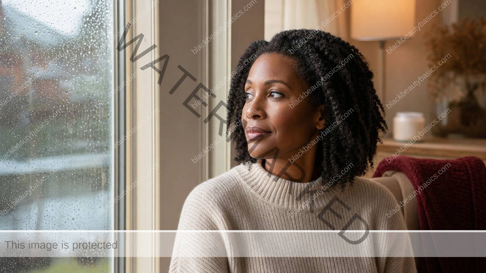 Black woman considering a simplified skincare routine as weather changes