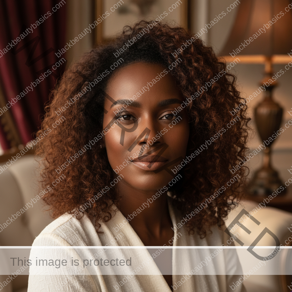 Black woman with softly defined brows and a relaxed finished makeup look