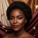 Black woman with rich brown skin and naturally defined brows in soft editorial light