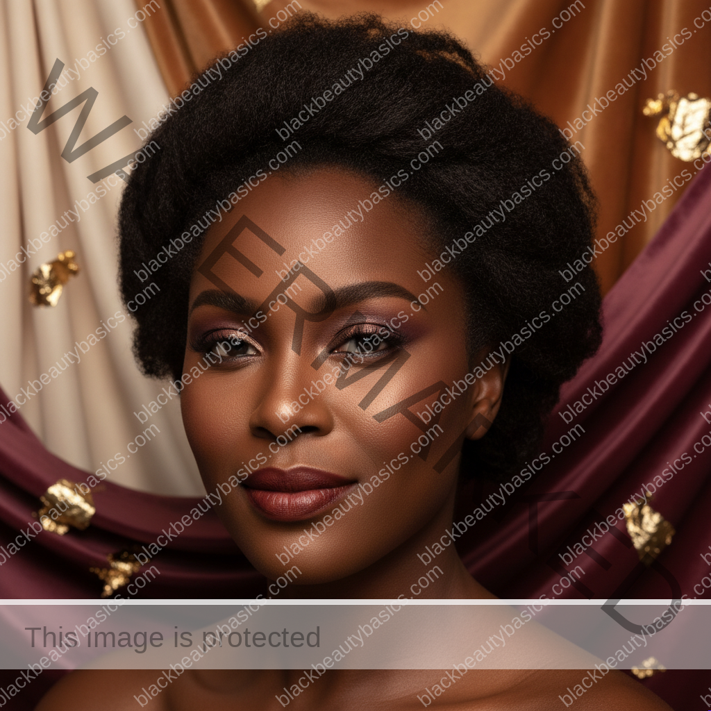 Black woman with rich brown skin and naturally defined brows in soft editorial light