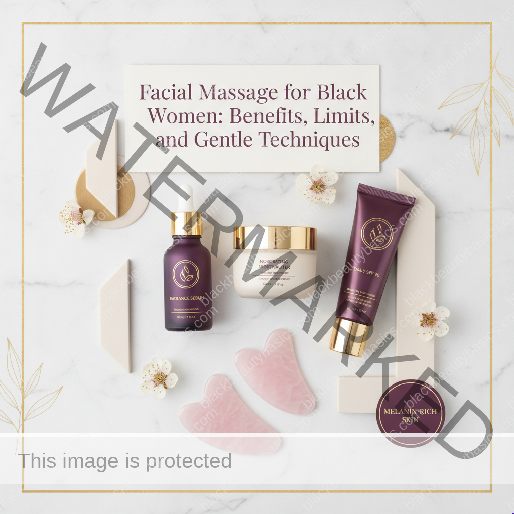 Facial Massage for Black Women: Benefits, Limits, and Gentle Techniques for Melanin-Rich Skin — product flat lay