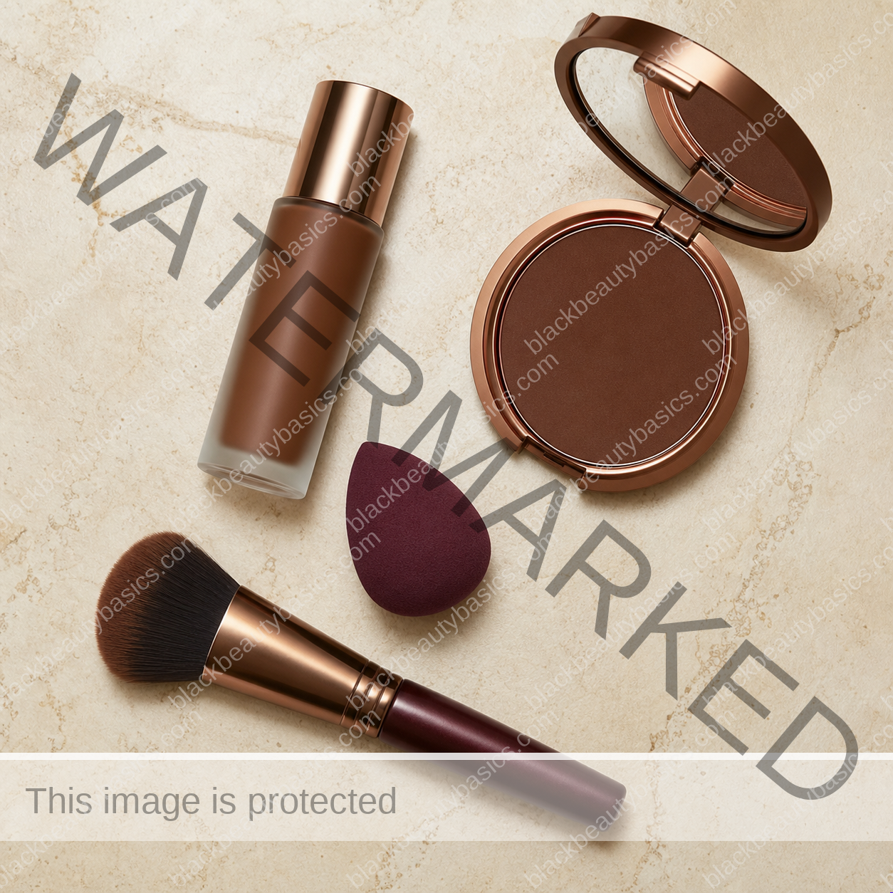 How to Make Makeup Last on Oily Dark Skin Without Looking Heavy or Ashy — product flat lay