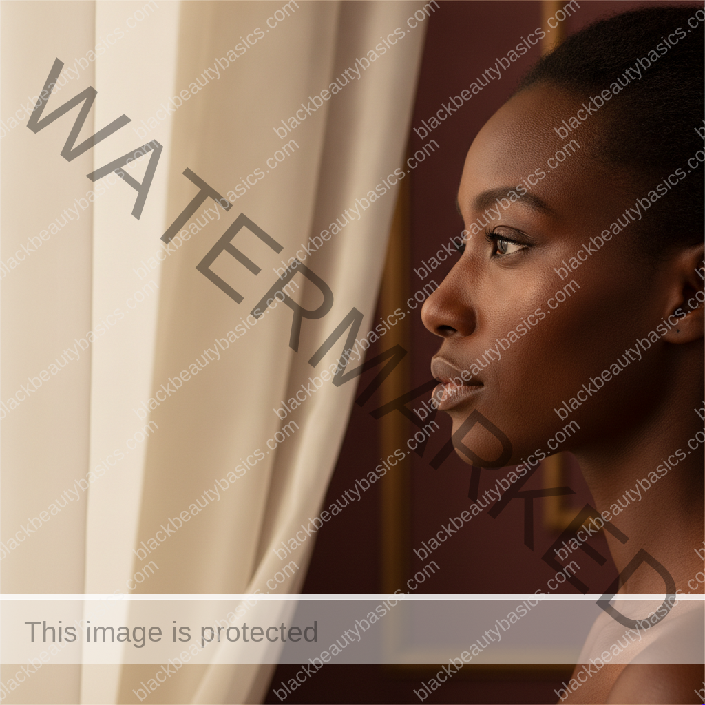Black woman with comfortable melanin-rich skin after simplifying her routine