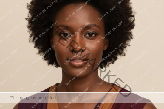 Black woman with rich brown skin representing a no-actives baseline routine for melanin-rich sensitive skin