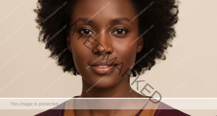 Black woman with rich brown skin representing a no-actives baseline routine for melanin-rich sensitive skin