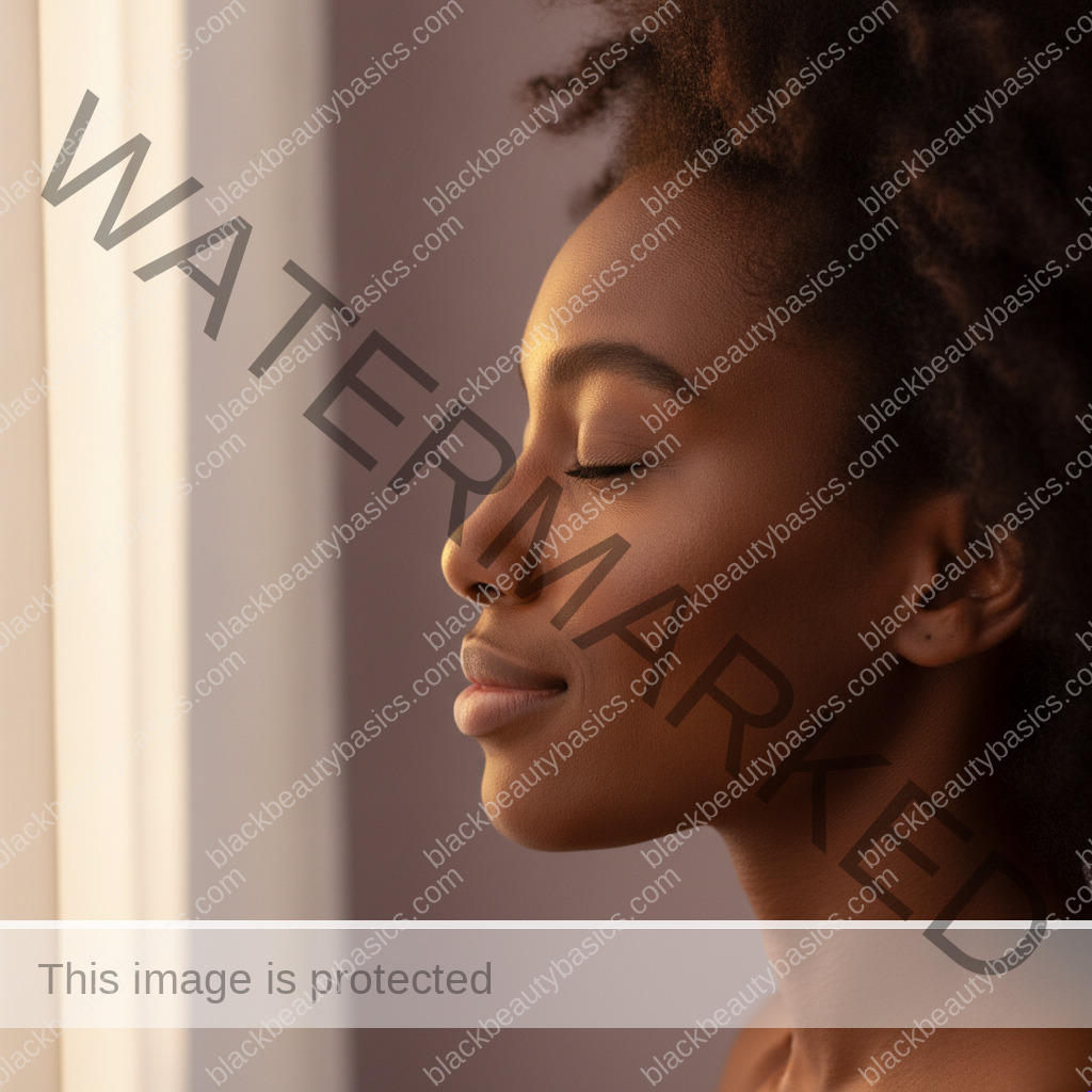 Black woman with comfortable melanin-rich skin after simplifying her routine