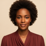 Black woman with rich brown skin representing routine overload and the relief of choosing fewer skincare steps