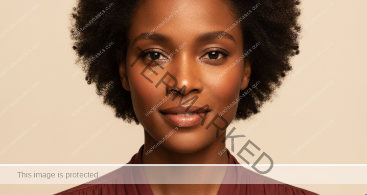 Black woman with rich brown skin representing routine overload and the relief of choosing fewer skincare steps