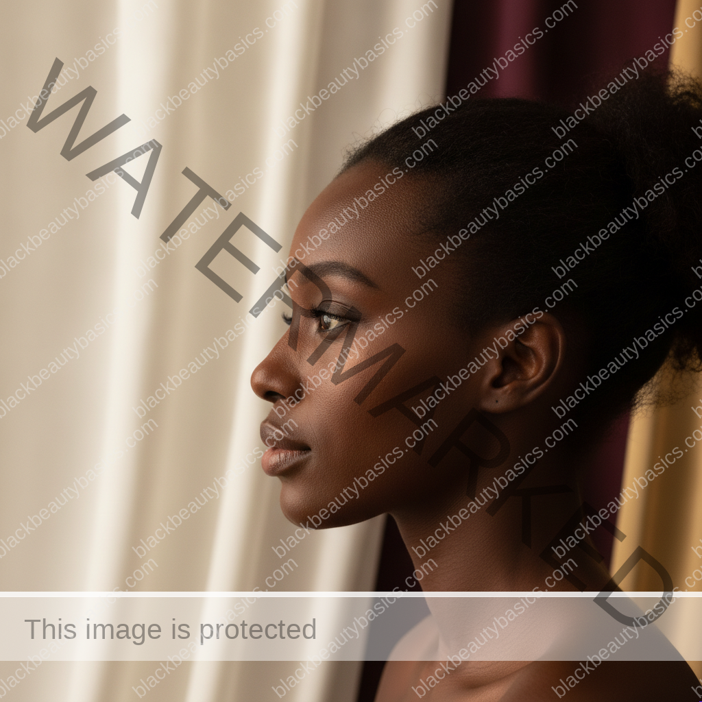 Black woman with comfortable melanin-rich skin after simplifying her routine