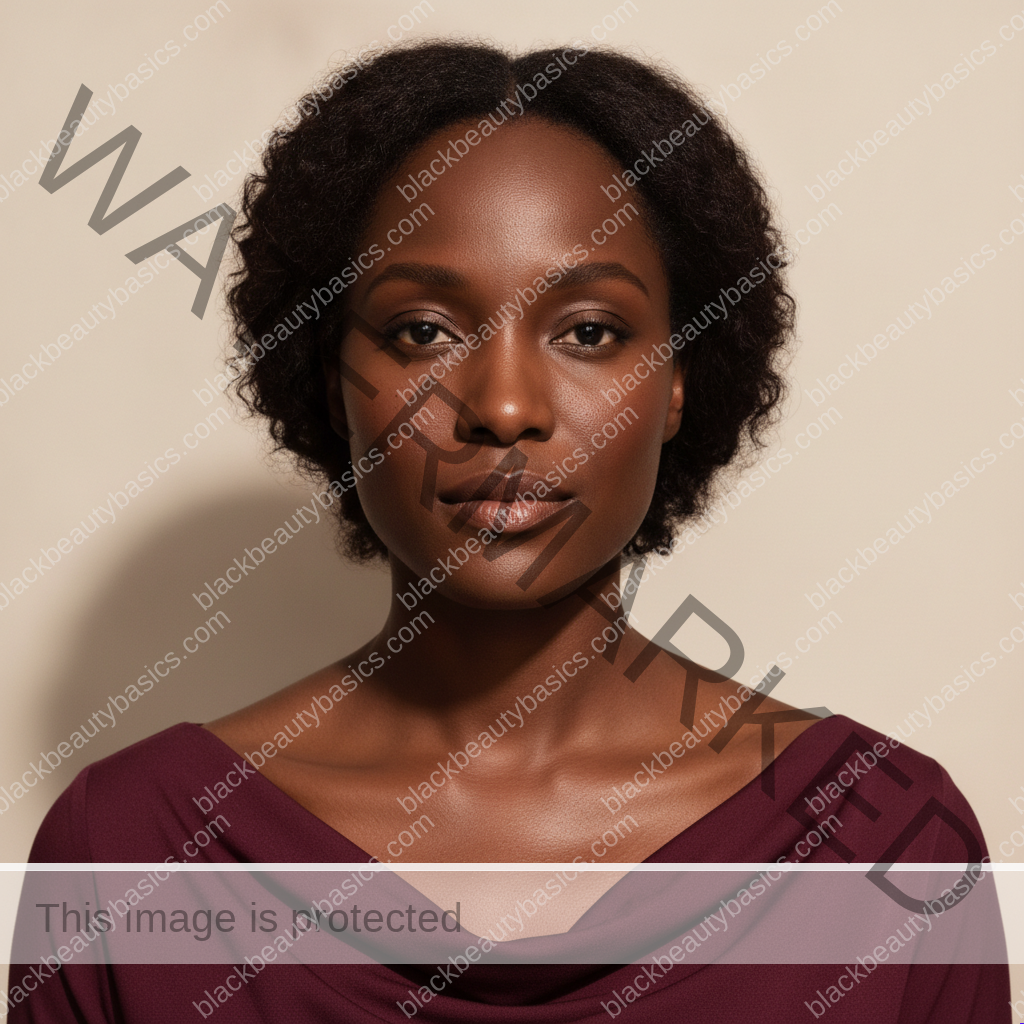 Black woman with rich brown skin representing a calm two-week skincare reset built around consistency and comfort