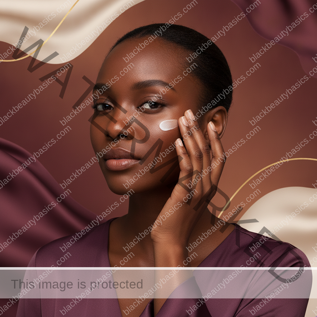 Black woman following a gentle skincare step for how to avoid pilling when your routine includes serum, moisturizer, and spf