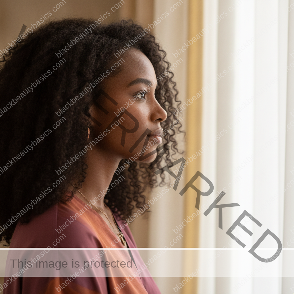 Black woman with rich brown skin keeping her skincare routine realistic
