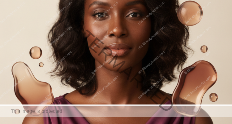 Black woman with rich brown skin in an editorial portrait for ceramides, glycerin, and petrolatum: barrier ingredients explained for black skin