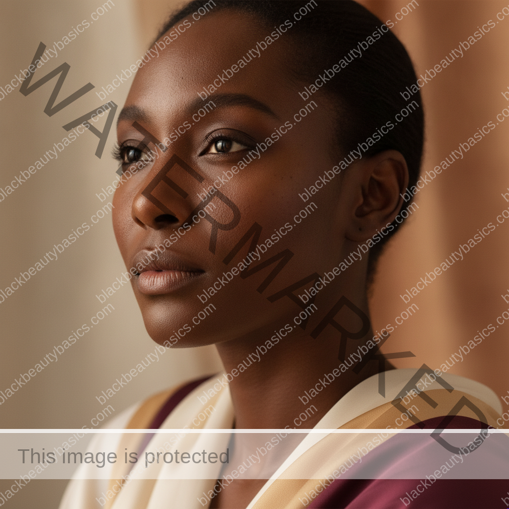 Black woman considering a gentle skincare plan for how to treat dark marks when your skin is also sensitive