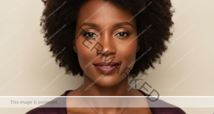 Black woman with rich brown skin in an editorial portrait for how to treat dark marks when your skin is also sensitive