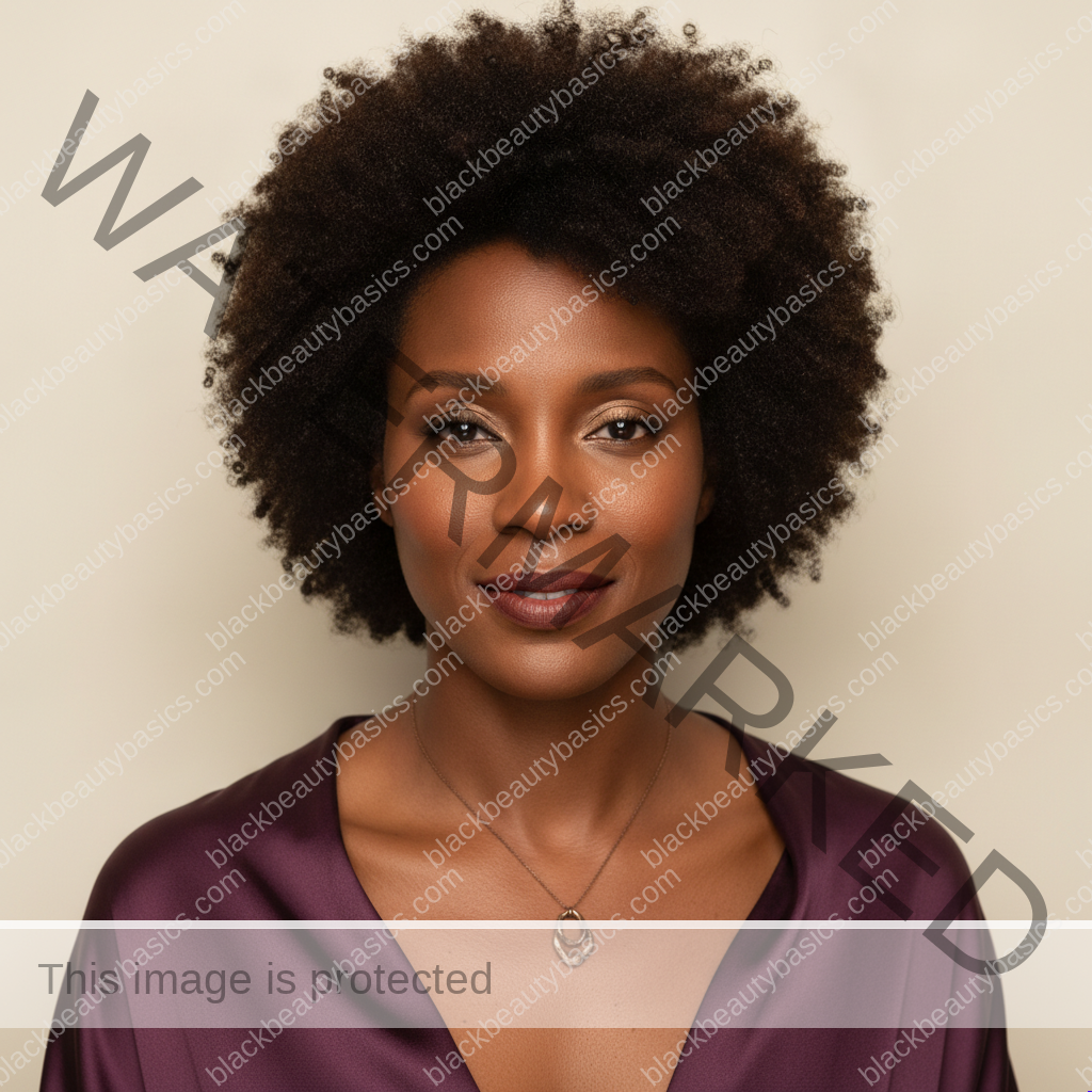Black woman with rich brown skin in an editorial portrait for how to treat dark marks when your skin is also sensitive
