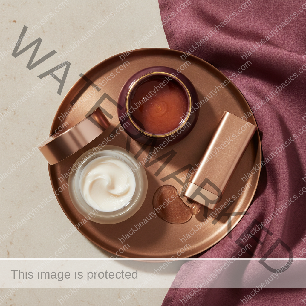 Unlabeled skincare products representing practical choices for how to treat dark marks when your skin is also sensitive