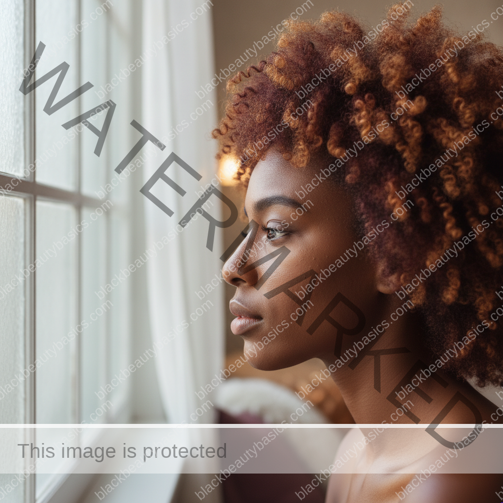 Black woman with rich brown skin keeping her skincare routine realistic