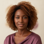 Black woman with rich brown skin in an editorial portrait for how to tell the difference between dry skin and dehydrated skin on deep tones