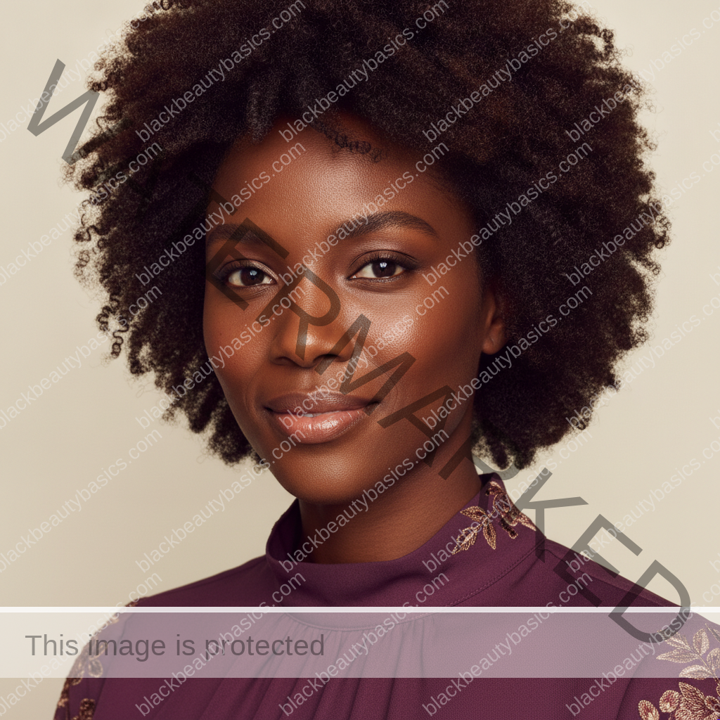 Black woman with rich brown skin in an editorial portrait for how to know when your routine is finally working