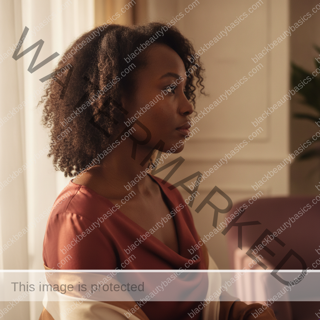 Black woman with rich brown skin keeping her skincare routine realistic