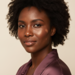 Black woman with rich brown skin in an editorial portrait for hyperpigmentation after inflammation: a complete guide for black skin