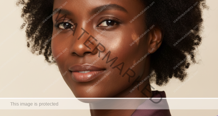 Black woman with rich brown skin in an editorial portrait for hyperpigmentation after inflammation: a complete guide for black skin