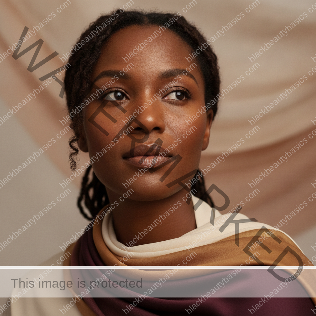 Black woman considering a gentle skincare plan for how to layer niacinamide, azelaic acid, and sunscreen for dark spots