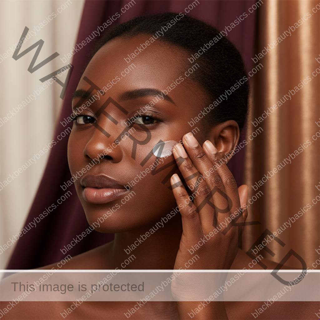 Black woman following a gentle skincare step for how to create a low-budget barrier repair routine