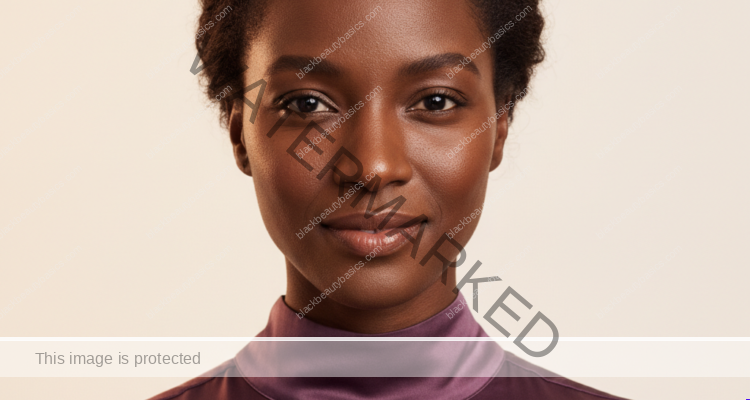 Black woman with rich brown skin in an editorial portrait for how to create a low-budget barrier repair routine