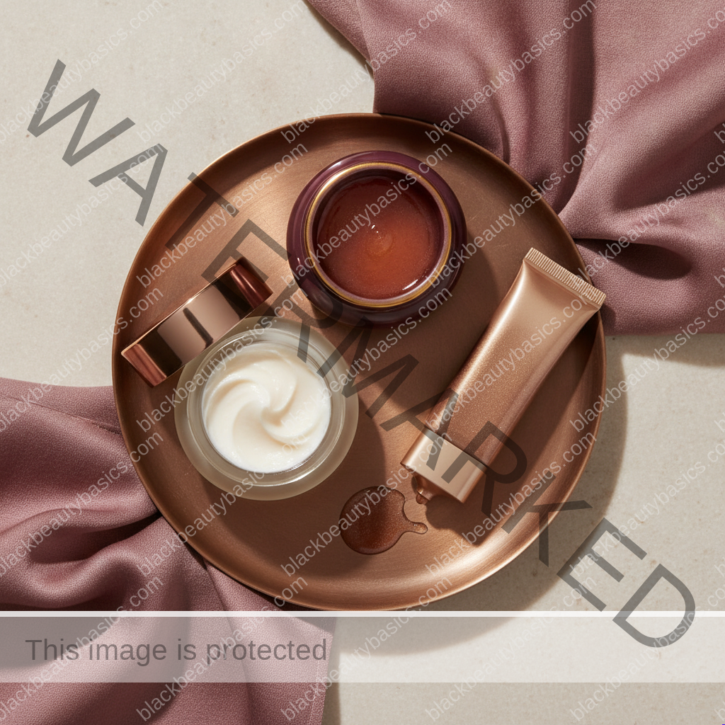 Unlabeled skincare products representing practical choices for how to create a low-budget barrier repair routine