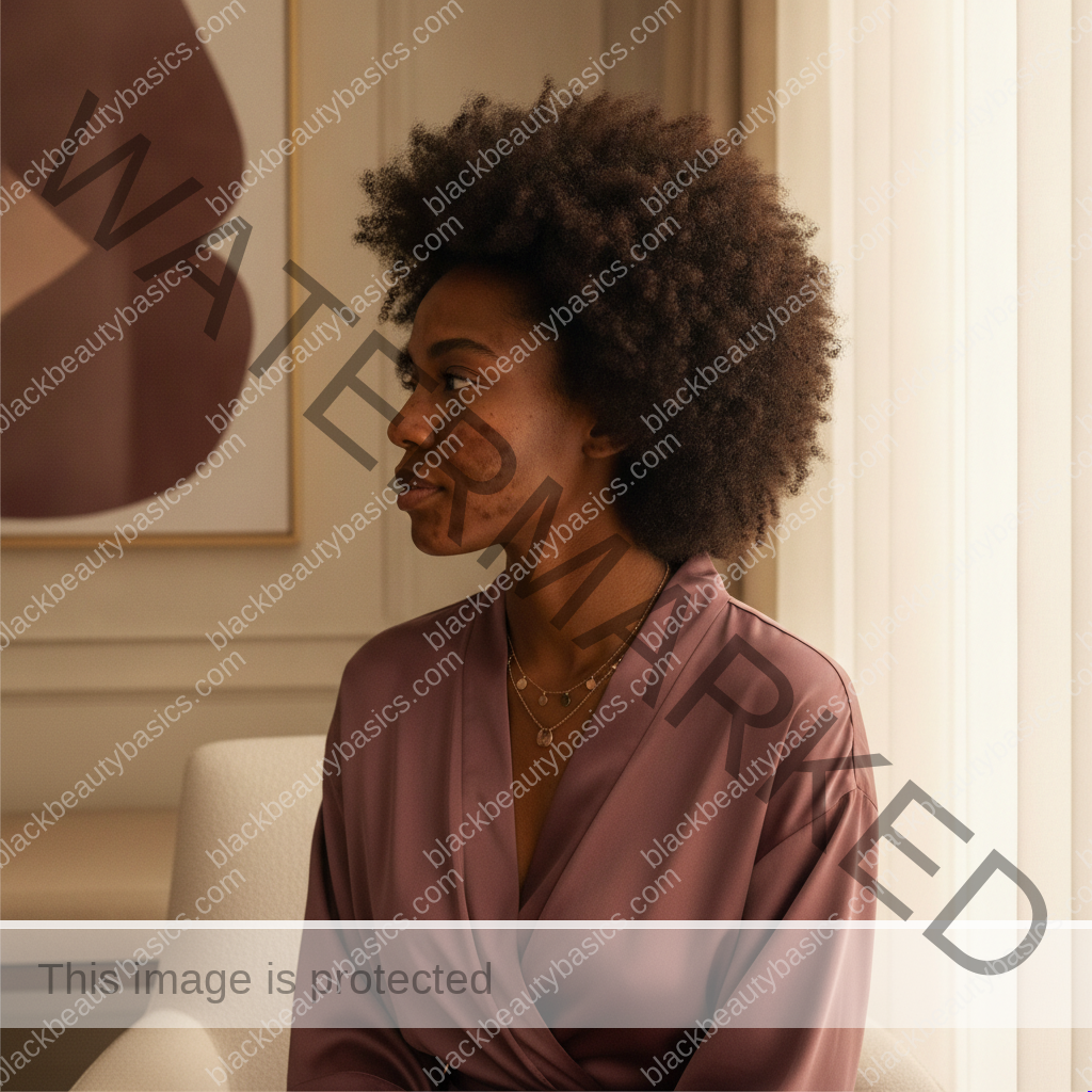 Black woman with rich brown skin keeping her skincare routine realistic