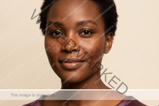 Black woman with rich brown skin in an editorial portrait for melasma on dark skin: how to approach care without panic