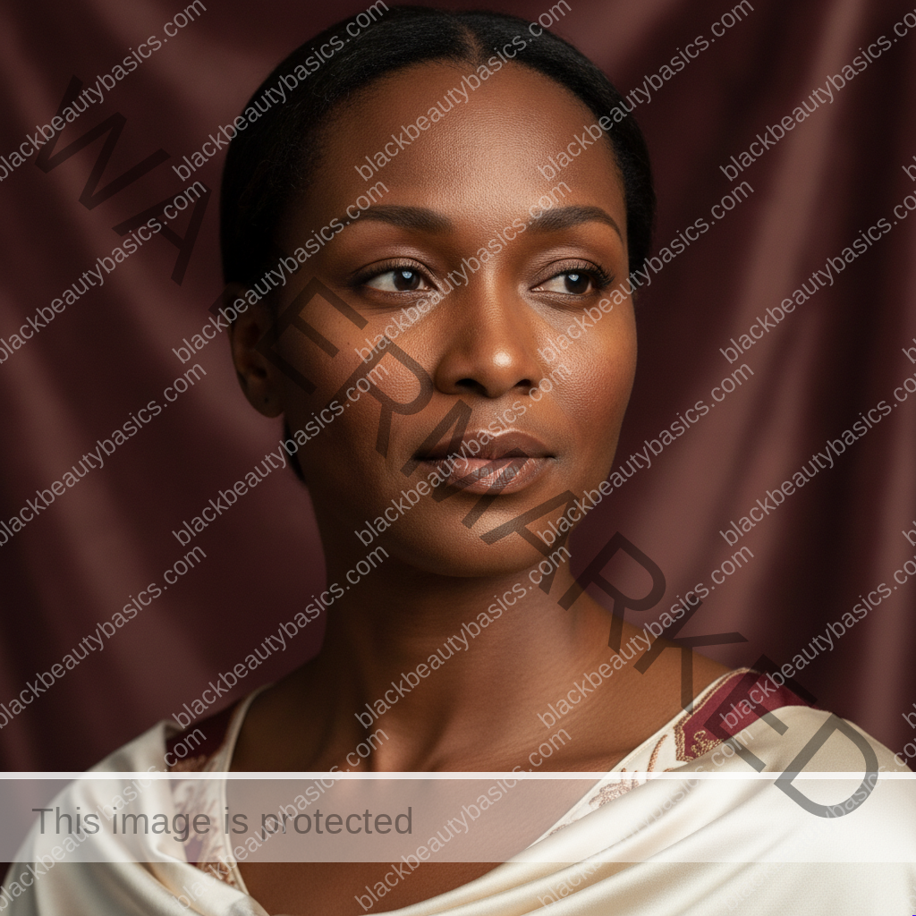Black woman considering a gentle skincare plan for post-inflammatory hyperpigmentation timeline on deep skin